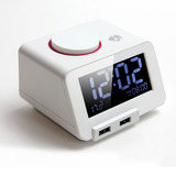 创意设计床头可充电闹钟 时间温度双显示LED多功能台钟