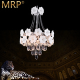 MRP 现代简约田园LED创意水晶餐吊灯花朵花瓣餐厅灯卧室温馨浪漫