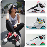 Nike Air Jordan/乔丹7代篮球鞋男女鞋运动情侣高帮AJ7白彩蛋战靴