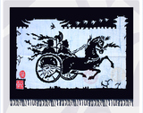 贵州苗族手工蜡染工艺品蜡染画壁画历史复古兵车小斧车60x90cm