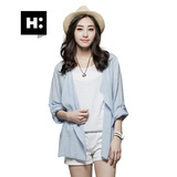 H:CONNECT韩版时尚女装翻领衬衫外套薄开衫休闲百搭2016春夏新款