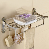 304不锈钢浴室置物架壁挂欧式折叠浴巾架雕花毛巾架卫浴挂件