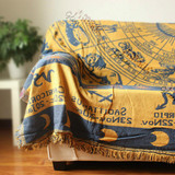 黄蓝星座图案棉线沙发套外贸 沙发罩巾毯子 欧洲原单地垫包邮特价