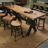 美式乡村铁艺桌子定制Loft工业风实木餐桌吧台长桌复古会议桌包邮