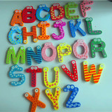 早教儿童英文字母贴数字贴 磁性大字母木质冰箱贴画板磁贴26字母