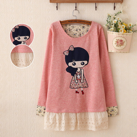 2014秋季新款少女装森女长袖卫衣女中学生中