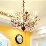 美式创意铁艺复古水晶枝型吊灯北欧宜家简约现代客厅卧室装饰吊灯