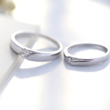 S925银渡铂金白金创意情侣男订婚结婚对戒钻戒仿真钻石求婚戒指女