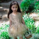 2016夏季韩版网纱连衣裙女童公主裙套头无袖背心裙蓬蓬裙儿童童装
