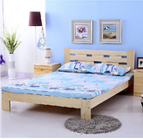 松木床板床儿童床简约田园成人实木床1.2米单人床1.5米1.8m双人床