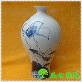 景德镇陶瓷器花瓶 高档手绘荷花图瓷瓶 名人名家作品收藏证书