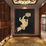 大型3D壁画墙纸瑜伽馆会所东南亚壁纸中式佛手无缝玄关墙布