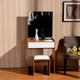 轻时尚小户型卧室家具 简约带抽屉收纳板式化妆桌梳妆台Y106 送凳