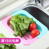 厨房可伸缩水槽沥水置物架 碗碟果蔬沥水架塑料晾碗架滤水收纳架
