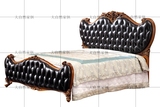 美式乡村实木床真皮软靠双人床欧式深色雕花床1米8奢华古典婚床