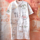 塔卡厨师系列日系设计感重工线条重手工刺绣长款娃娃领衬衫连衣裙
