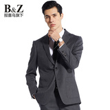 B＆Z春秋款男士商务职业正装西服套装 修身灰色面试工作服西装男