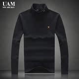 UAM2015新款秋冬加绒加厚高领男士长袖T恤欧美棉修身保暖打底衫