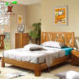 现代新中式床家具实木床1.2米单人床成人床双人床储物高箱床