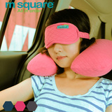 正品 M Square 旅行三件套 旅行充气枕眼罩拖鞋 可折叠 送收纳袋