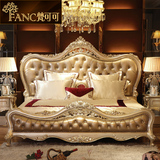 梵可可家具 奢华欧式真皮床新古典2米公主双人床全实木雕花法式床