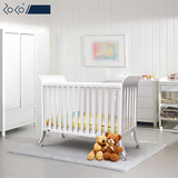 ZOKO品牌高档欧式全实木白色简约可调节带滚轮幼儿宝宝婴儿童BB床