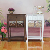 韩式白色家具实木床头柜 带抽屉小收纳柜子 简约茶几 电话台花架