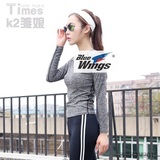 K2雏娘秋冬健身户外运动跑步衣韩版修身时尚瑜伽长袖速干T恤女
