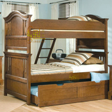 桦木双层床定做子母床实木家具定做双层床做旧原木美式木男高低床