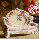 新款包邮欧式沙发相框摆台 粉色雕花树脂相架 5寸摆台 生日礼物