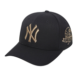 【韩国正品代购】MLB棒球帽NY洋基队男女鸭舌帽遮阳帽黑色金标