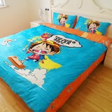 卡通儿童全纯棉床单被套三四件套海贼王路飞乔巴1.5m1米8床上用品