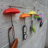 包邮 创意雨伞造型个性粘贴挂钩 彩色收纳支架墙壁装饰品 3个装