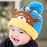 婴儿帽子秋冬季6-12个月幼儿宝宝帽加绒毛线套头男女童帽1-2岁