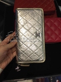 洛丽塔香港正品代购 Chanel 时尚做旧银色菱格拉链钱包手拿包