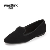 Westlink/西遇春夏新款 真皮懒人套脚平跟女乐福鞋平底鞋单鞋