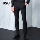 GXG男装休闲裤新品冬款时尚经典黑色修身百搭韩版长裤子#43102027