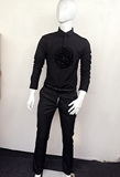 GR吉斯加男装2015秋季新款衬衣韩版修身斯文休闲长袖衬衫黑色全棉
