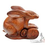 越南花梨木 红木雕刻玉兔 木雕 摆件 实木雕刻兔子 十二生肖兔子