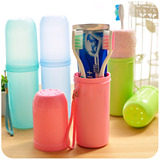 糖果色大容量多功能漱口杯牙刷盒手提旅行牙膏牙刷便携套装洗漱杯