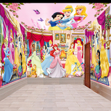 儿童主题房大型壁画 白雪公主女孩卧室床头背景墙卡通墙纸壁纸