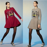 法国正品代购KENZO 2015秋冬新款多色刺绣虎头修身长袖卫衣连衣裙