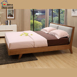 宜家实木橡木床 简约日式榻榻米床 北欧现代1.8米双人床软靠背床