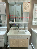 欧式风格PVC浴室柜 玉石台面卫浴柜 吊柜 洗濑池 带镜灯 80*46
