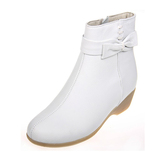 上海翰美  新款冬季保暖护士鞋白色真皮牛筋底坡跟真皮妈妈棉鞋