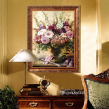 欧式玫瑰油画花卉客厅餐厅卧室装饰画抽象玄关有框竖版挂画书房画