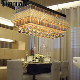 创意个性长方形水晶吊灯led吊灯现代简约餐厅吊灯吧台吊灯具灯饰