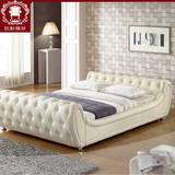 韩式家具公主床实木1.8米卧室榻榻米床双人床白色真皮床简约现代