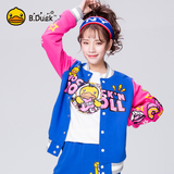 B．Duck小黄鸭休闲运动薄外套女夏 学生韩版棒球服针织开衫女短款