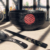 日式和风陶瓷面碗汤碗大碗创意拉面碗家用泡面碗日本黑色料理餐具